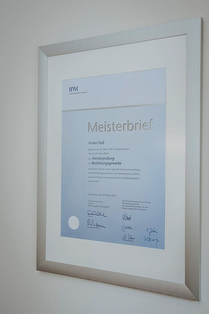 Meisterbrief im Bestattungsgewerbe – Vivian Huß